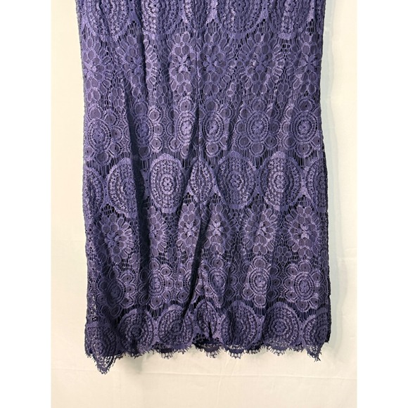 Laundry by Shelli Segal Blue Lace Sheath Dress Short Sleeve Knee Length Size 4 - Picture 7 of 11